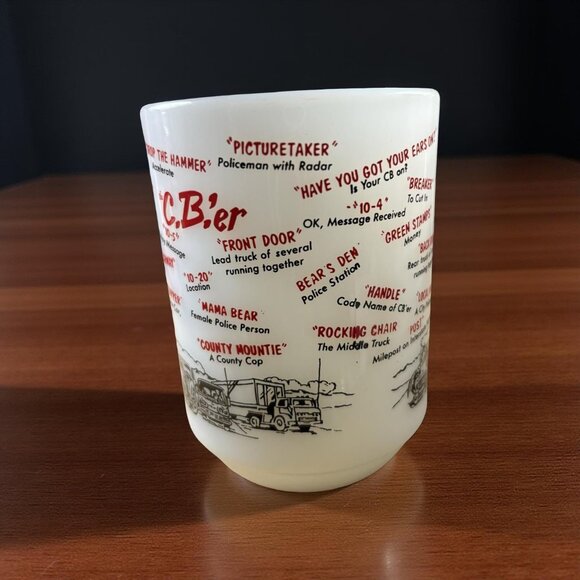 Vintage Fire-King CB’er Trucker Slang Milk Glass Mug – Anchor Hocking 1970s CB R - Picture 2 of 4